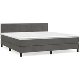 vidaXL Boxspringbett mit Matratze Dunkelgrau 160x200 cm Samt