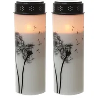 Marelida LED Grablichter Grabkerzen Pusteblume Friedhof Trauer Gedenklicht 21cm 2er Set