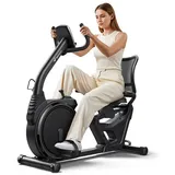 Merach Liege-Heimtrainer für Zuhause, gelenkschonendes Fitnessbike bis 135 kg, Dual-Belt-Antrieb,