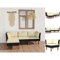 vidaXL 4-tlg. Garten-Lounge-Set mit Kissen Poly Rattan Schwarz