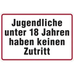 Hinweisschild, Jugendliche unter 18 Jahren, Alu geprägt, 200 x 300 mm - 300x200x0.45 mm Aluminium geprägt