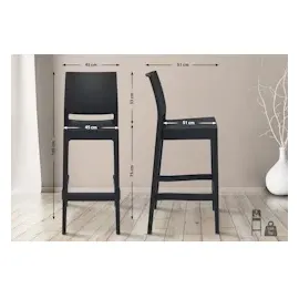 CLP 2er Set Barhocker Maya Kunststoff schwarz