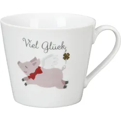 Krasilnikoff Happy Cup Tasse Viel Glück, 9 cm, Ø 10 cm