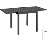Tectake Aluminium-Gartentisch ausziehbar 70–140 x 70 x 75 cm Dunkelgrau