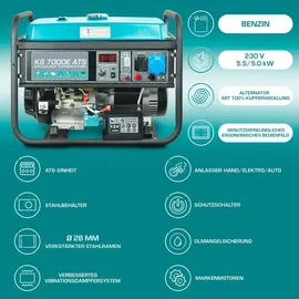 Könner & Söhnen KS 7000E ATS Stromerzeuger Strom Generator Benzin Notstromaggregat 5.5 kW
