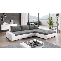 Furnix Ecksofa TOMMASO Sofa Schlaffunktion mit Bettkasten Kissen Couch, B297 x H85 x T210 cm, hochwertig, Made in EU braun|weiß