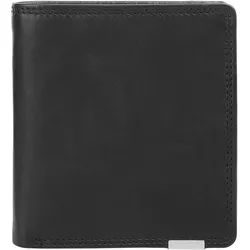 Geldbörse BODENSCHATZ, schwarz, Leder, unifarben, leicht glänzend, klassisch, Kleinlederwaren, echt Leder