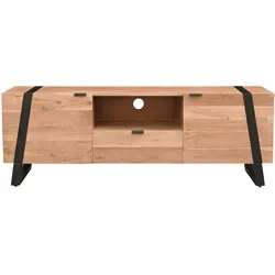 TV-Schrank aus massivem Akazienholz und schwarzem Metall B 150 cm ALVARO