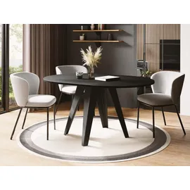 WFL GROUP Esstisch Glory im Industriestil - Modern, Rund - Ausziehbar von 90 cm bis 130 cm, mit pulverbeschichteten Metallbeinen, Tisch für Kleine Küche - Farbe Schwarz