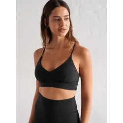 Damen Yoga Sport-BH Geringer Halt Feuchtigkeitsableitend Schwarz SCHWARZ XL