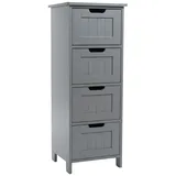 Relaxdays Badezimmerschrank mit 4 Schubladen 30 x 82 x 30 cm Grau