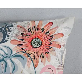 Muller Textil Ralvira Blumen/Blätter/Grau 200 x 200 cm + 2 x 80 x 80 cm