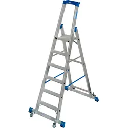 KRAUSE Stufen-Stehleiter »STABILO«, 6 Sprossen, Aluminium - silberfarben