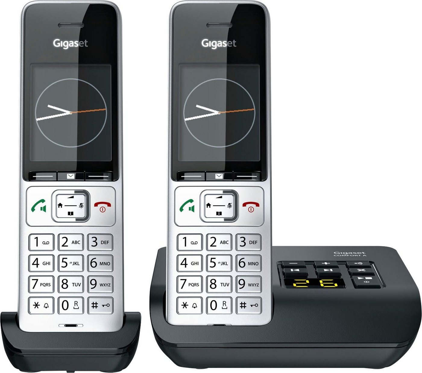 Gigaset COMFORT 500A Duo Schnurloses DECT-Telefon (Mobilteile: 2) silberfarben