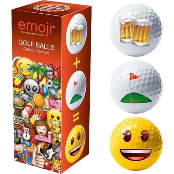 Emoji Motivbälle Happy Golf 3er-Pack