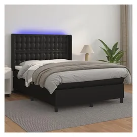 vidaXL Boxspringbett mit Matratze & LED Schwarz 140x200 cm Kunstleder