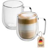 Intirilife 2x Doppelwandiges Thermo Glas Set in 250 ml – Trinken, Gläser Gläser-Sets