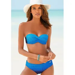 Bügel-Bandeau-Bikini LASCANA, Damen, Gr. 44, Cup C, blau, Polyamid, bedruckt, Farbverlauf, Bikini-Sets, mit Farbverlauf
