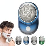 Mini Rasierer Herren Tragbarer Taschenrasierer USB Elektrisch Waschbarer Nass- und Trockenrasierer für Männer Rasierapparate Mini Portable Shaver für Freund Vater Zuhause Reisen (Blau)