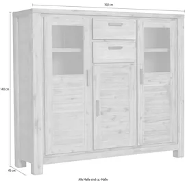 GUTMANN FACTORY Vitrine Tunis 160 x 45 x 140 cm Beige