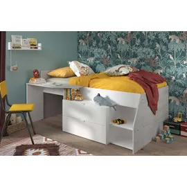 Parisot Hochbett Milky 90 x 200 cm Holz weiß-grau