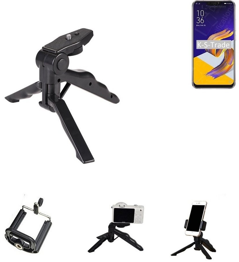 K-S-Trade für Asus ZenFone 5 ZE620KL Smartphone-Halterung, (Stativ Tisch-Ständer Dreibein Handy-Stativ Ständer Mini-Stativ) schwarz