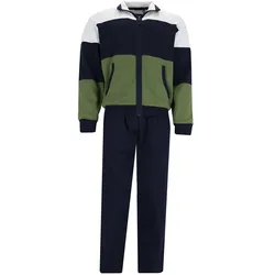 hajo Herren Hausanzug Set - Klima-Komfort, lang, Jacke, Cotton-Mix Schwarz/Weiß/Grün 5XL