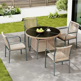 Okwish Gartenmöbel-Set 5-tlg. Beige/Grau