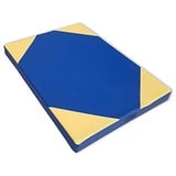 NiroSport Turnmatte 100 x 70 x 8cm Blau/Gelb Weichbodenmatte Sportmatte Fitnessmatte Kunstleder