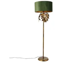 QAZQA Vintage Stehlampe Antik Gold mit grünem Schirm -