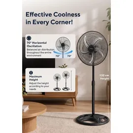 Opviq KTF-340 50 cm Standventilator Schwarz