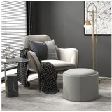 Homcom Ottomane Runder Sitzhocker mit Stauraum, Klappdeckel Grau