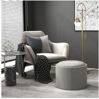 Homcom Ottomane Runder Sitzhocker mit Stauraum, Klappdeckel Grau