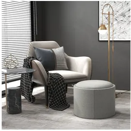 Homcom Ottomane Runder Sitzhocker mit Stauraum, Klappdeckel Grau