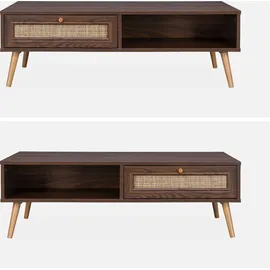 sweeek - Couchtisch mit Rohrgeflecht 110 x 59 x 39 cm