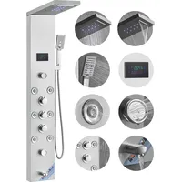 Vevor Duschpaneelsystem, 6 Duschmodi, LED- und Bildschirm-Wasserkraft-Duschpaneelturm, Regenfall, Wasserfall, 8 Massagedüsen, Wannenauslauf, Handbrause, Wandduschset aus Edelstahl