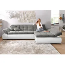 DOMO collection Ecksofa »Moric, L-Form, XXL-Sofa - Breite 300cm, viel Platz, auch in Cord« wahlweise mit Bettfunktion und Armteilverstellung, weiß-grau, grau