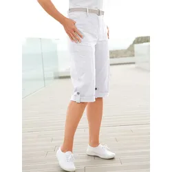 Caprihose CASUAL LOOKS, Damen, Gr. 40, Normalgrößen, weiß, 98% Baumwolle, 2% Elasthan, unifarben, kurz, Hosen