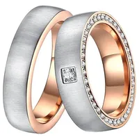 DOOSTI Trauring Schmuck Geschenk Edelstahl Trauring Ehering Partnerring LIEBE, Made in Germany - wahlweise mit oder ohne Zirkonia goldfarben 54