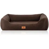 Knuffelwuff Hundebett Wollekopp Orthopädisch Kunstfell M-L 85 x 63cm Braun