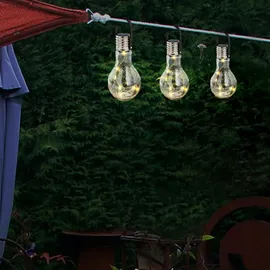 GLOBO Solarleuchte Edelstahl Glas Dämmerungssensor spritzwassergeschützt silber
