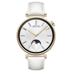 Huawei Watch GT 4 Smartwatch 41mm (Aurora) gold, White Leather AMOLED-Display