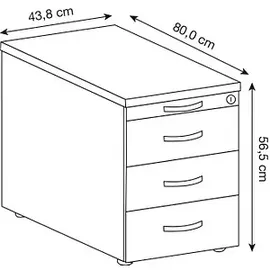 Geramöbel Flex Rollcontainer 43,8 x 80,0 x 56,5 cm lichtgrau