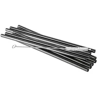 APS Trinkhalme Edelstahl, 10er-Set, inkl. Reinigungsbürste, Ø 8 mm, Länge: 21,5 cm,