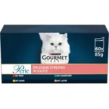 Gourmet Perle Erlesene Streifen Katzenfutter Nass, Sorten-Mix, 60Er Pack (60 X 8