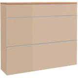 Schuhkipper, Eiche, Sahara, Metall, Balkeneiche, furniert, 8 Fächer, 1 Schubladen, 120x102x31 cm, Goldenes M, Made in Germany, DGM-Klimapakt, erweiterbar, Typenauswahl, hängend, Garderobe, Schuhaufbewahrung, Schuhkipper