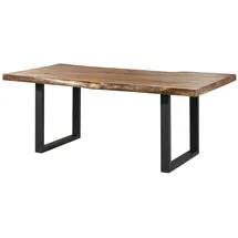 MASSIVMOEBEL24.DE MASSIVMOEBEL24 Baumtisch Mango 200x100x77 natur lackiert / U-Beine anthrazit matt FREEFORM 5 - Grau
