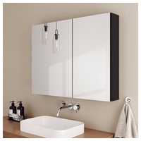 EMKE Spiegelschrank EMKE Badezimmerspiegelschrank Badspiegelschrank Verstellbare Trennwand zweitüriger spiegelschrank mit doppelseitigem(MC7) schwarz 85 cm x 65 cm