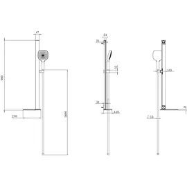 Villeroy & Boch Infinity Showers Duschgarnitur eckig für Wandmontage 230x110x900mm Matt Black TVS110002000