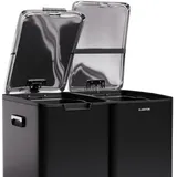 Klarstein Tiyo 3-in-1 Mülleimer - 60L Küchen-Abfalleimer mit Pedale & Soft-Close-Deckel, Edelstahlgehäuse, herausnehmbare Eimer, Kennzeichnungsaufkleber